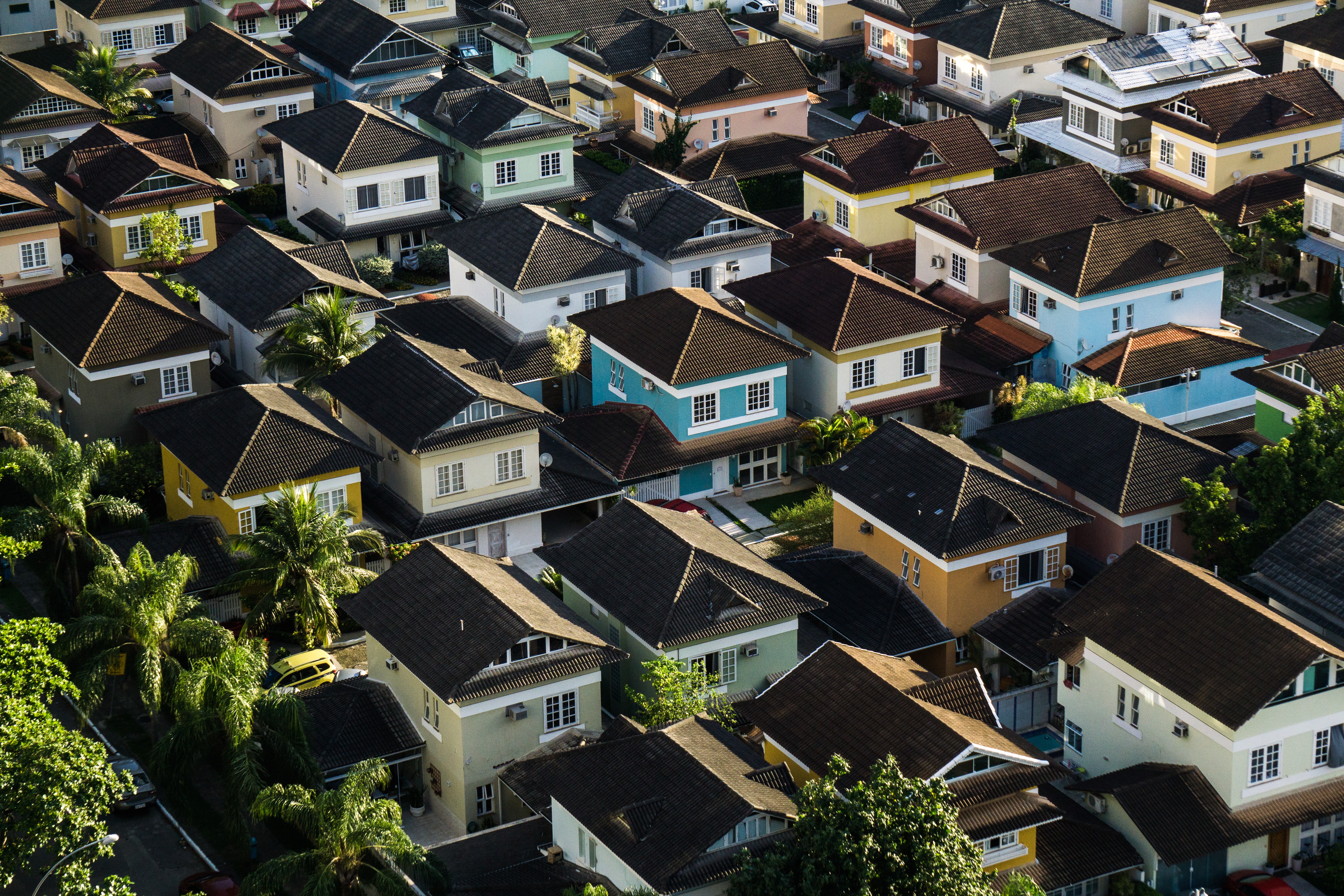 Aerial shot of houses