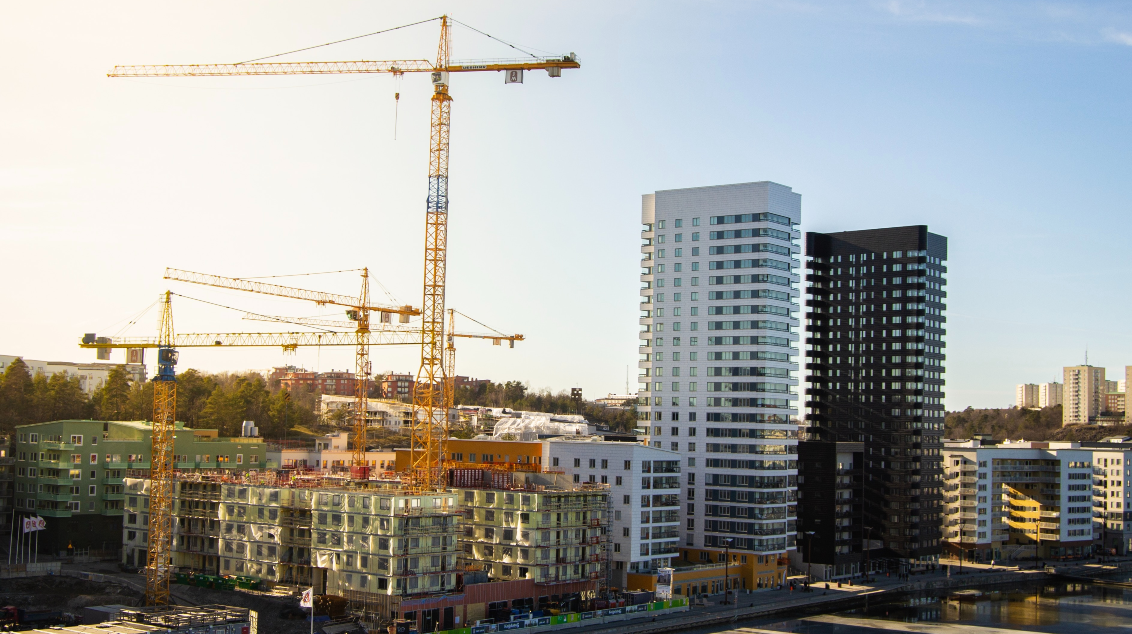 Construction cranes and high rises